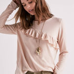 Lucky Brand ‎ Asymmetrical Ruffle Top NWT Large Photo 0