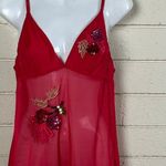 Victoria's Secret  VS Red Floral Embroidered Mesh Sheer Mini size M Photo 7