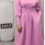 Tibi  Pink Lace Up Corset Long Sleeve Twill Midi Dress Size 10 Photo 0