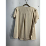 Womans Anyally Flowy Blouse 3 XL Nude V Neck Short Cap Sleeves Tan Size 3X Photo 1