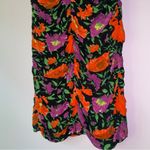 ZARA  Size M Mini Dress Dark Purple Red Floral Milkmaid Ruched Photo 6