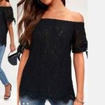 Lulus Sz S Beautiful Black Lace Top Shoulders Can Be Worn Up Or Down Photo 0
