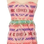 Judith March Anthropologie Neon Tribal Aztec Embroidered Strapless Dress Size M Photo 0