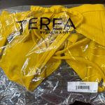 Terea Bralette Bra Women’s XL Crop Top Yellow Ribbed Stretch Mustard Tie D1 Photo 2