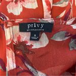 Privy Floral Print Mini Dress Long Sleeve Rust Red V Neck Ruffle Hem Small Photo 4