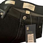 Universal Threads Universal Thread Women 16 Black Denim Pants Faux Leather Waistband Mid Rise Slim Photo 3