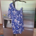 Trina Turk 💕💕 Basque Dress One Shoulder Swim Cover Up Sapphire Blue Print S NWT Photo 13