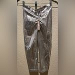 SKIMS NWT  Metallic Swim V Waist Pant Rouched Silver Nickle XXS Photo 4