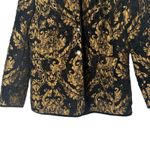 Chico's  1 Quilted Chenille Jacket Women 8/10 Black Gold Brocade Mob Wife‎ Photo 6