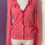 Anthropologie Leifsdottir Linen Pink Bow Ruffle Cardigan Tie Top Extra Small Photo 0