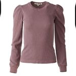 AMO Girly Thermal Top Bloodstone Purple Puff Shoulder Sleeve Sz L Size L Photo 0
