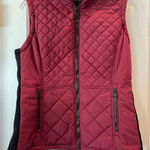 Andrew Marc  Vest Quilted Puffer Women M Full Zip Burgundy Red Equestrian Western Photo 0