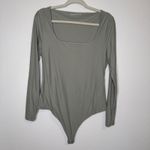 Abercrombie & Fitch Abercrombie Sage Green Soft Matte Seamless Long sleeve Squareneck Bodysuit Photo 1