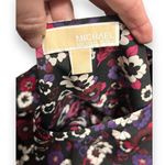 Michael Kors L Azalea Floral Black Blouse Roll Tab Sleeve Gold Button Retro Boho Photo 8