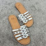 Marc Fisher Tan and White Studded Slide Leather Pava Sandal Flats Photo 1