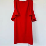 Chelsea 28 off the shoulder flutter sleeve red cocktail dress flawed sz 2P NWOT Photo 12