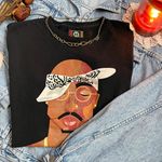 Rare Cross Colours Tupac shakur hip hop pop art short sleeve tee Black Size M Photo 10