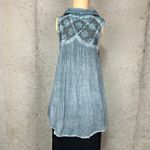 Free People  Oversized Gauze Linen Flowy Collared Tank Top Washed Blue M Photo 3