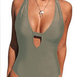 Cupshe Women One Piece Swimsuit Deep V Neck Strappy Swimwear Bathing suit small Photo 0