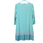 Cabana Life Coastal Cottage Blue 3/4 Sleeve Stretch Shift Dress Pockets SMALL Photo 11
