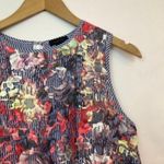 Halogen  Lace Pinstripe Tank Dress Floral Coral Red Blue White Shift Party Small Photo 4