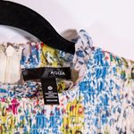 NEW Aqua Micro Floral Flower Print Pattern Chiffon Smocked Mini Ruffle Dress M Photo 1