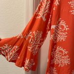 Escapada  Living Size L Tunic Bell Sleeves Swim Cover Up Coral Print Photo 2