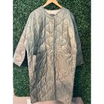 Carbon38 Puffer Trench Coat Womens Large NWT Green Blanket Onion Quilted Long Be Photo 2