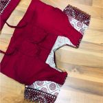 The Outfit Maroon and white three piece lengha dress choli sari Diwali Eid Indian Photo 3