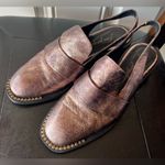 Free People  Abbey Road Slingback Mules Metallic Leather Glam Rhinestone size 8 Photo 2