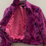 Bebe Dyed Blue Fuchsia Pink Faux Fur Trendy K-POP Women’s Coat Jacket Size S Photo 8