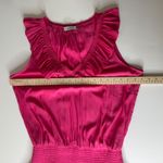 Ramy Brook  Pink Mini Dress‎ Large Ruffle Neck Smocked Waist Lightweight Resort Photo 9