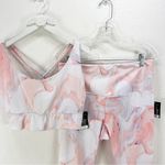 Onzie SET  Pink White Marble Swirl Sacred Bra and High Rise Midi Leggings XL NWT Photo 1