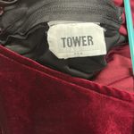 Vintage Lace Up Back Burgundy and Black Velvet Long Sleeve Dress Made USA Large Photo 11