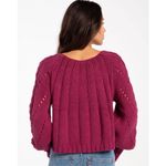 Free People NWT  Womens Sandre Cable Knit Pullover Sweater Dreamy Mulberry Large‎ Photo 4