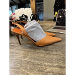 Andrea Pfister Couture Orange Embossed Pointed Toe Leather Pumps Slingback Size 9 Photo 6