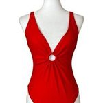 Cupshe New Swimsuit Cherry Red One Piece Criss Cross Circle Women’s Size Medium Photo 0