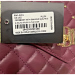 Badgley Mischka  Crossbody Bag Diamond Quilt Convertible Vegan Leather Plum Photo 3
