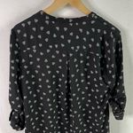Jaclyn Smith Heart Print Roll Sleeve Blouse (Black) - Medium Photo 7