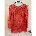 Notations  Floral Ruffle Blouse Coral Pink Rose Print‎ Top Lightweight L Photo 4