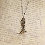 Rustic Cowgirl Boot Pendant Necklace Silver Photo 0