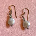 Freshwater Pearl sterling silver earrings with green kyanite beads Photo 0