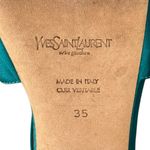 Saint Laurent Paris Turquoise Satin Tribute Cross Strap Platform Sandals Size 35 Photo 10