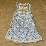 Candy Couture Sleeveless Babydoll Top Blue Purple Floral Lace Cut Out Large VGUC Photo 4