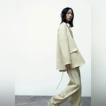 ZARA New Sea Green Satin Effect Party Lapel Collar Long Sleeves Blazer Size L Photo 4