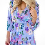 Everly  Floral Print Romper Womens Size Small Purple V‎ Neck Long Sleeve Photo 0