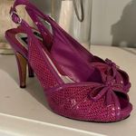 White House | Black Market Heels Leather Soles Pink Alligator Look Purple Womens 8 Photo 0