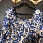 Nicole Miller  Blue Floral Top Size‎ Medium Photo 2