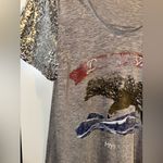 We The Free Free People Rare Silver Sequin Sleeve Graphic Eagle Tee Photo 3
