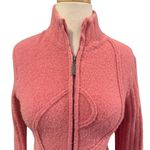 Alexandra Bartlett Pink Boucle Full Zip Mock Neck Wool Sweater Jacket Medium Photo 3